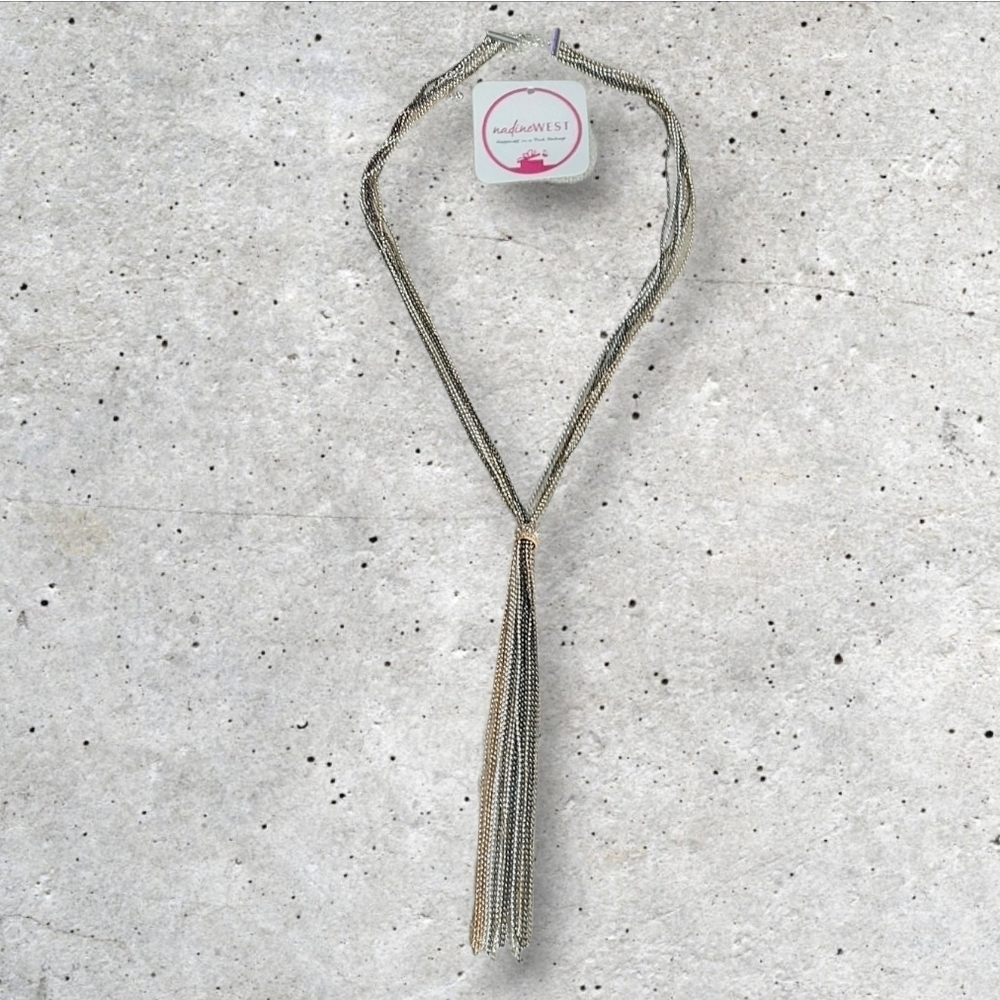 NWT nadineWest Tri Colored Tassel Necklace ~23"